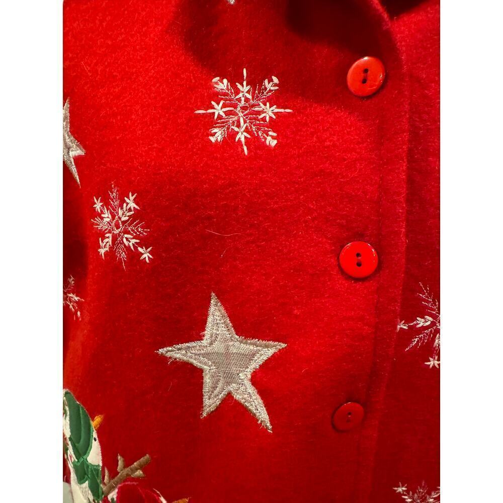 Take Two Red Appliqued Snowman Wool Blend Jacket - Size Large - Picture 4 of 8